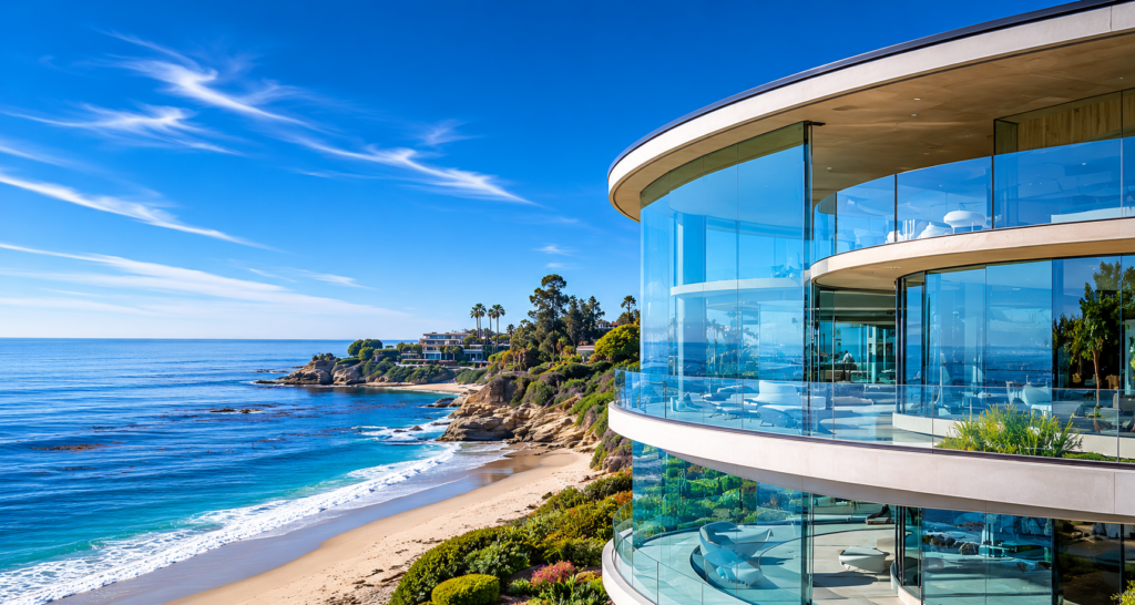 Sell Your Luxury Home in Malibu with a modern oceanfront glass estate overlooking the beach and coastline